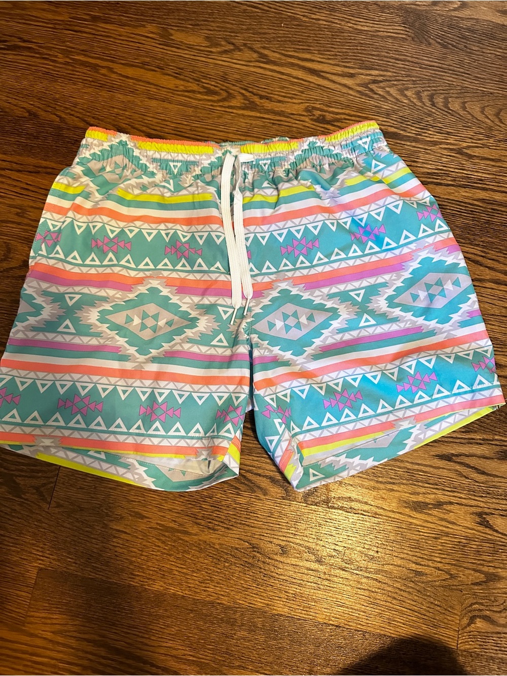 chubbies Pastel Aztec Swim Trunks - Teal, Pink, Yellow